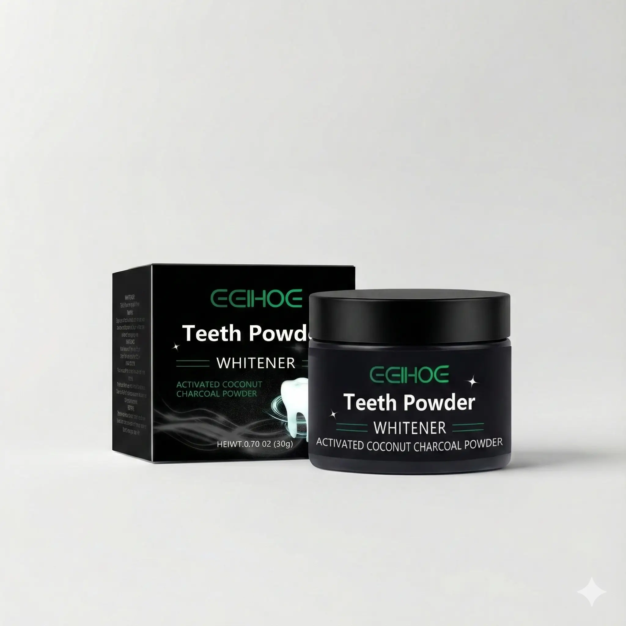 BreezyWhite Natural Deep Clean Teeth Whitening Powder - Mineral based daily stain remover and breath freshener for men and women. Charcoal 